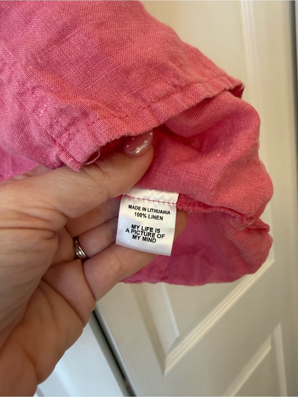 FLAX by Jeanne Engelhart 100% Linen Pink Tee Blouse Sz M - Picture 6 of 8